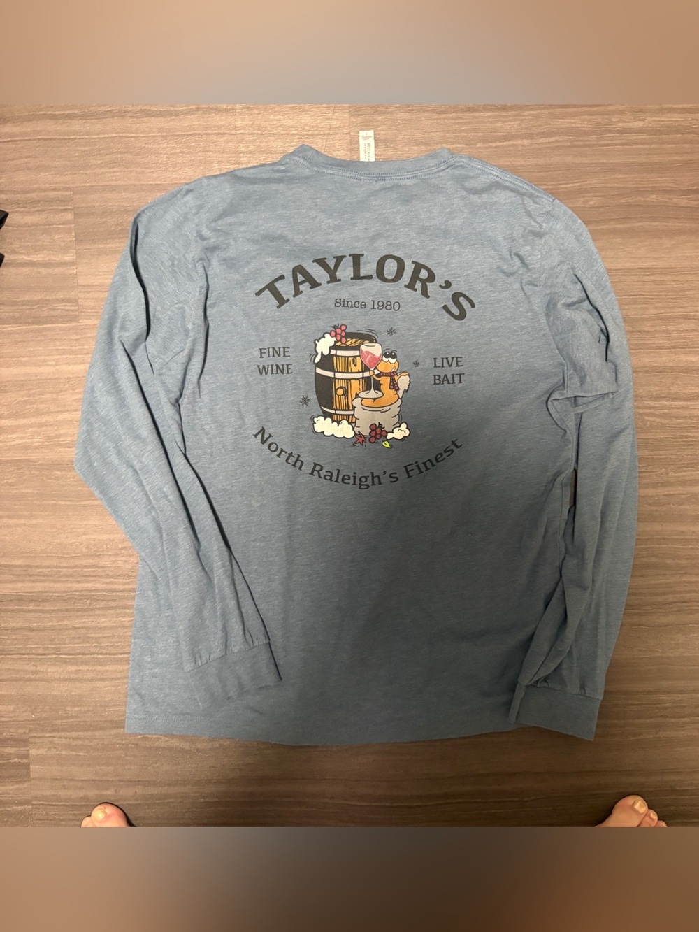 Taylor’s Fine Wine Live Bait Raleigh NC Long Sleeve T Shirt Fishing Wine
